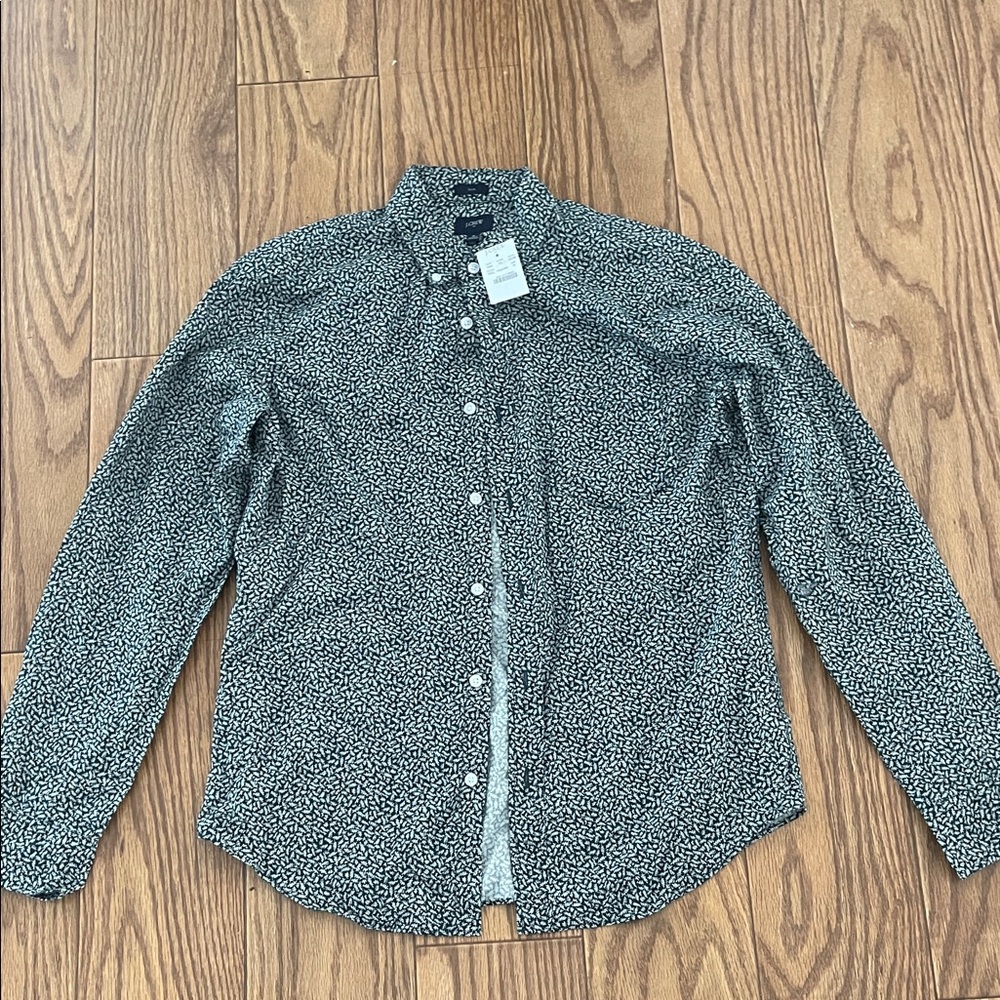 J. Crew Men's Black and White Floral Shirt